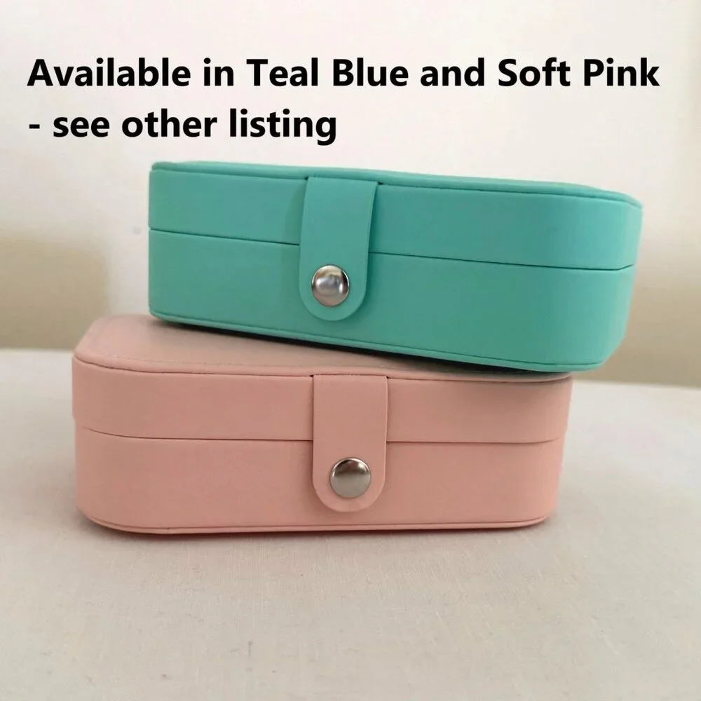 Pink Travel Jewelry Box Organizer for Rings Earrings Necklaces Multiple Compartm